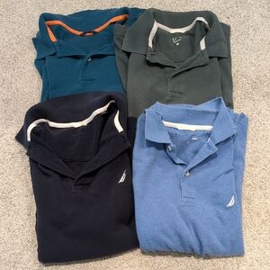 Lot Of Four Nautica Slim Fit Short Sleeve Polo Shirts Size Small